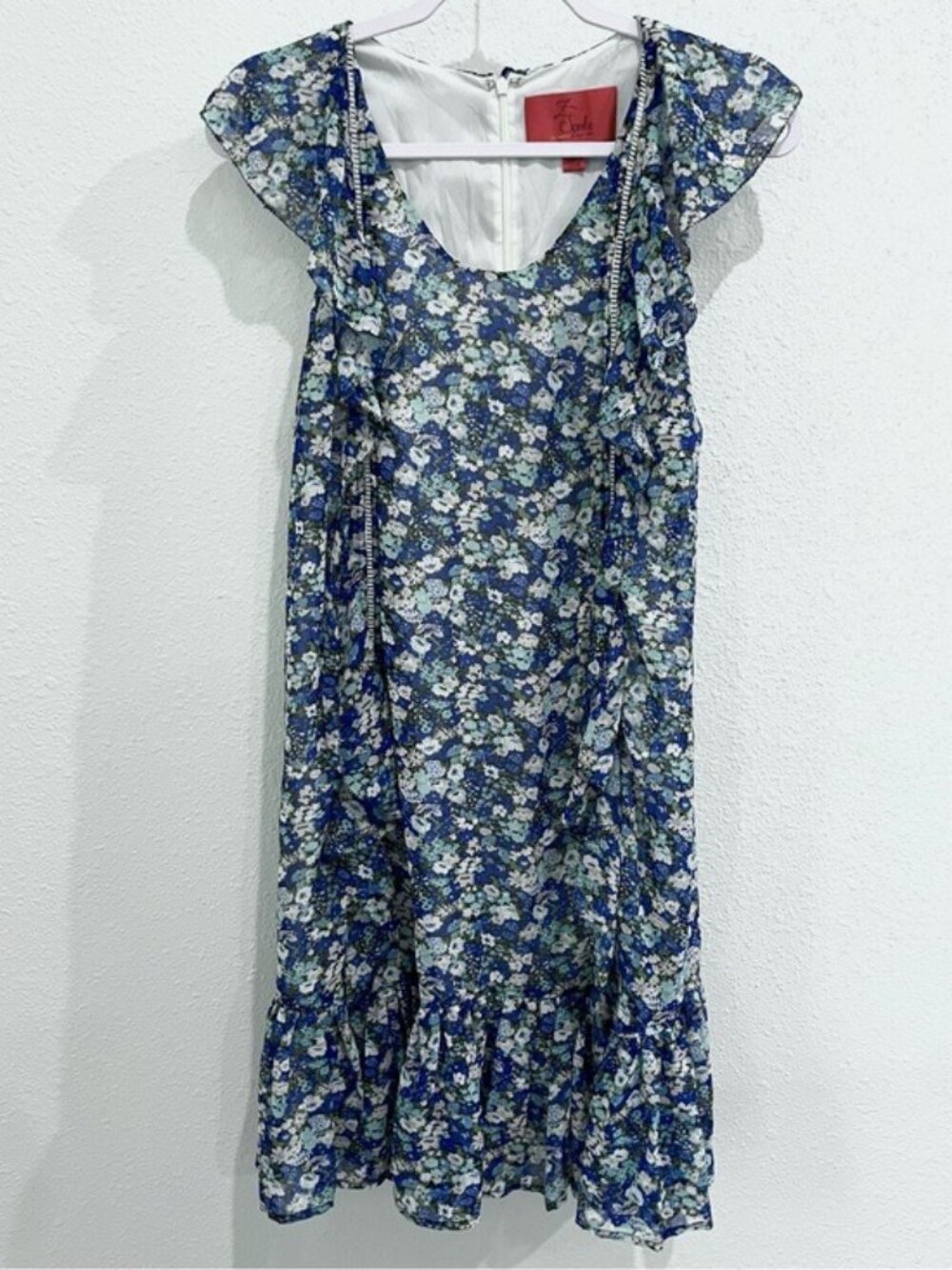 Zac Posen Feminine Floral Ruffle Mini Dress Dainty Lightweight preppy
